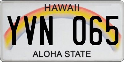 HI license plate YVN065