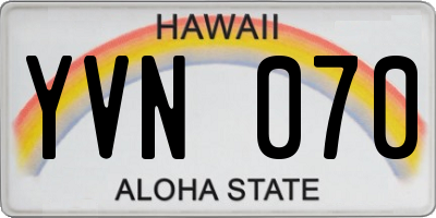 HI license plate YVN070