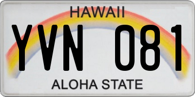 HI license plate YVN081