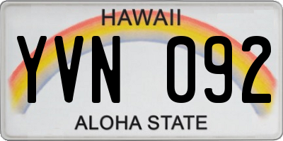 HI license plate YVN092