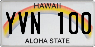 HI license plate YVN100