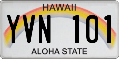 HI license plate YVN101