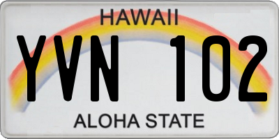 HI license plate YVN102