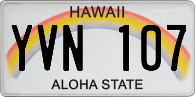HI license plate YVN107