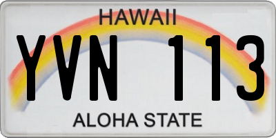 HI license plate YVN113