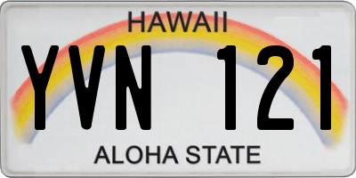 HI license plate YVN121