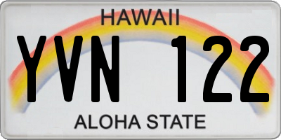 HI license plate YVN122