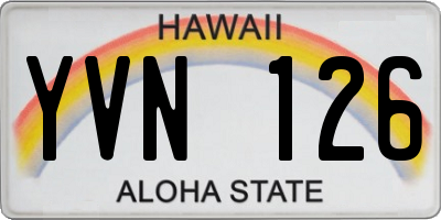 HI license plate YVN126