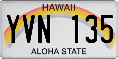 HI license plate YVN135