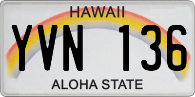 HI license plate YVN136