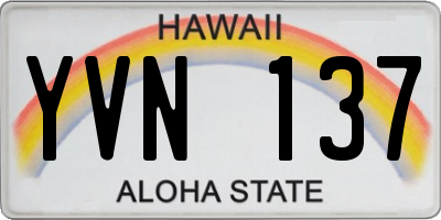 HI license plate YVN137