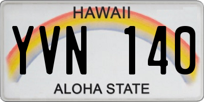 HI license plate YVN140