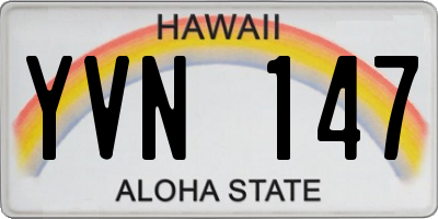 HI license plate YVN147
