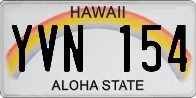 HI license plate YVN154