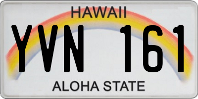 HI license plate YVN161