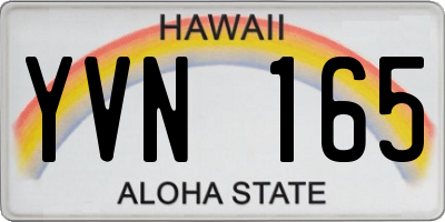 HI license plate YVN165