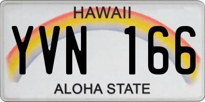 HI license plate YVN166