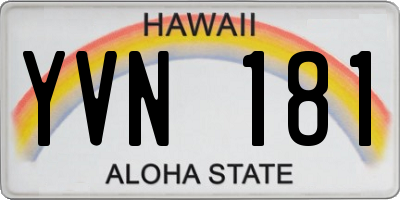 HI license plate YVN181