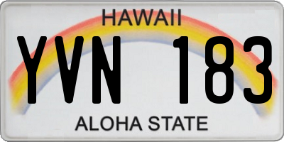 HI license plate YVN183