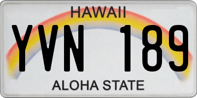 HI license plate YVN189