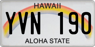 HI license plate YVN190