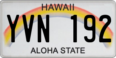 HI license plate YVN192