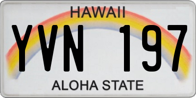 HI license plate YVN197