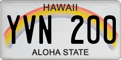 HI license plate YVN200