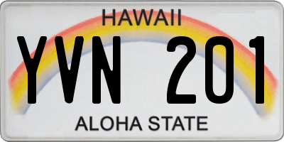 HI license plate YVN201