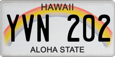 HI license plate YVN202