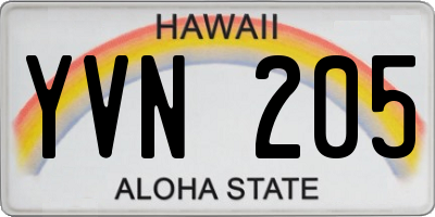 HI license plate YVN205