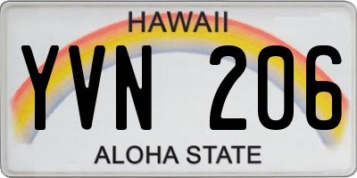 HI license plate YVN206