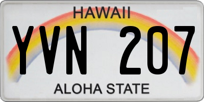 HI license plate YVN207