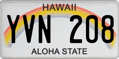 HI license plate YVN208