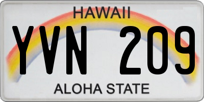 HI license plate YVN209
