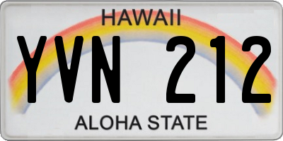 HI license plate YVN212