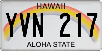 HI license plate YVN217