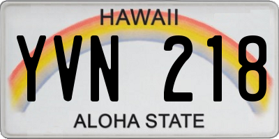 HI license plate YVN218