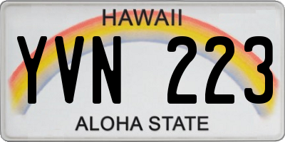 HI license plate YVN223