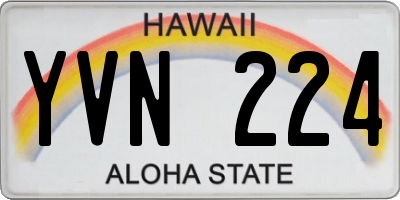 HI license plate YVN224