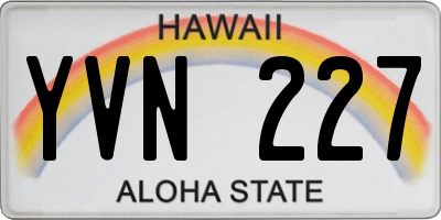 HI license plate YVN227