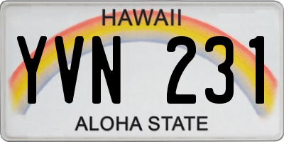 HI license plate YVN231