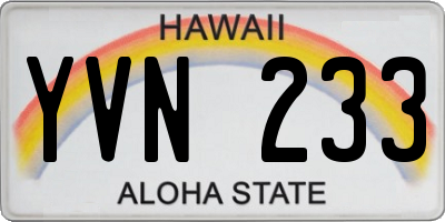 HI license plate YVN233