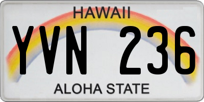 HI license plate YVN236