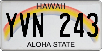 HI license plate YVN243
