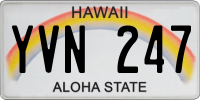 HI license plate YVN247