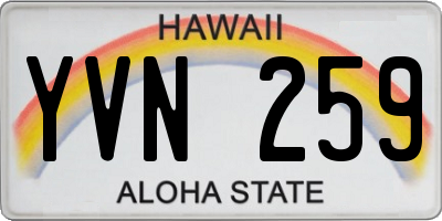 HI license plate YVN259