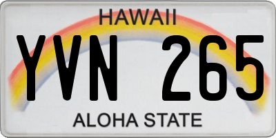 HI license plate YVN265