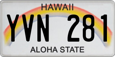 HI license plate YVN281