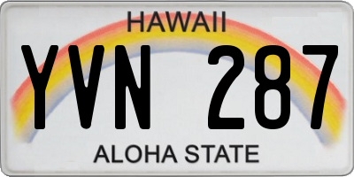 HI license plate YVN287